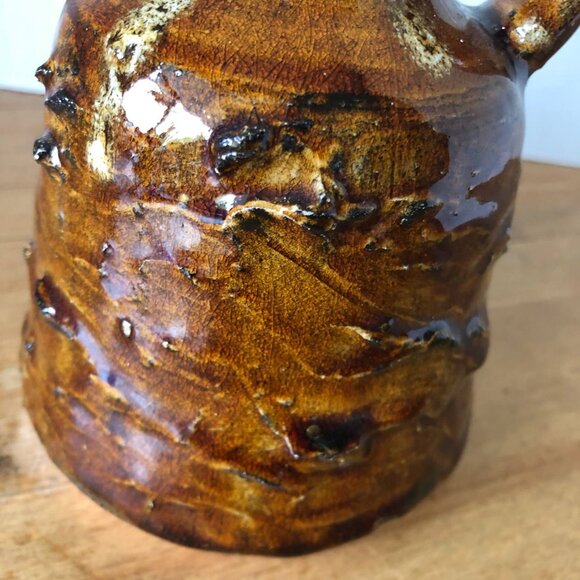 Vintage CK Art Pottery Ceramic Brown Moonshine Whiskey Jug 5 2/3" H - Picture 6 of 8
